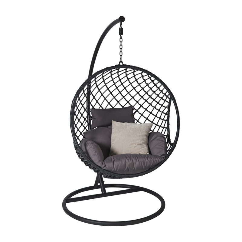 Hangstoel Havana met zwarte kussens - zwart - 186 cm