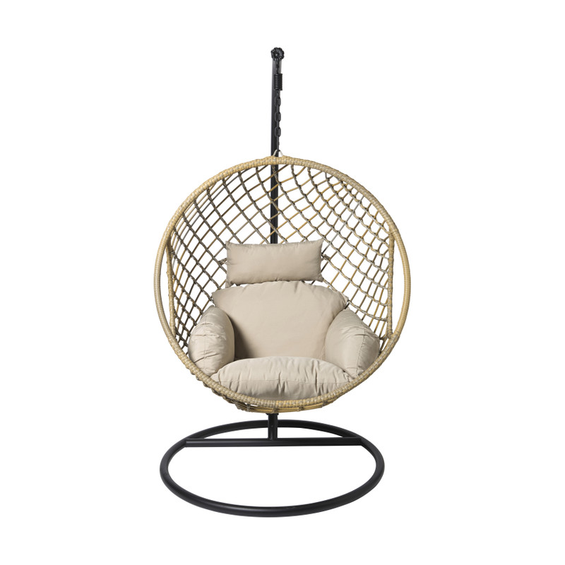 Hangstoel Havana met beige kussens - bruin - 186 cm
