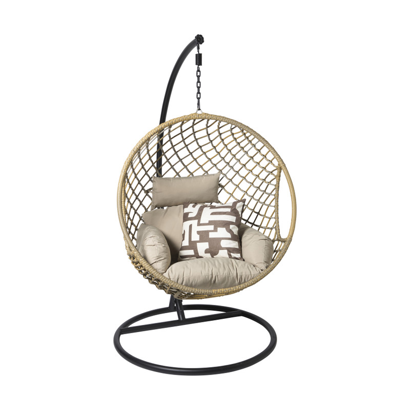 Hangstoel Havana met beige kussens - bruin - 186 cm