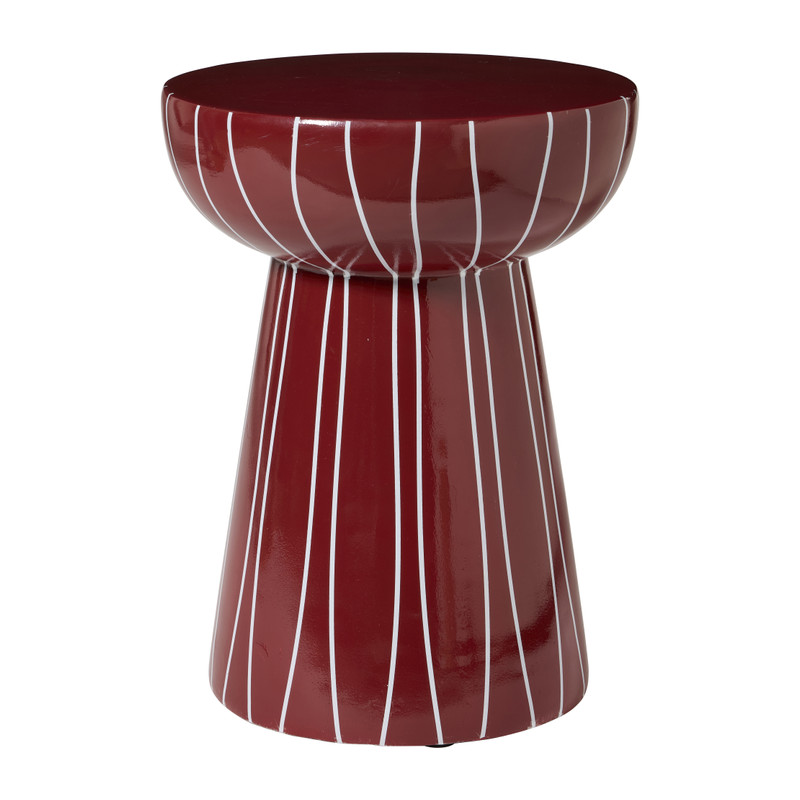 Bijzettafel streep - rood - ø34x45 cm