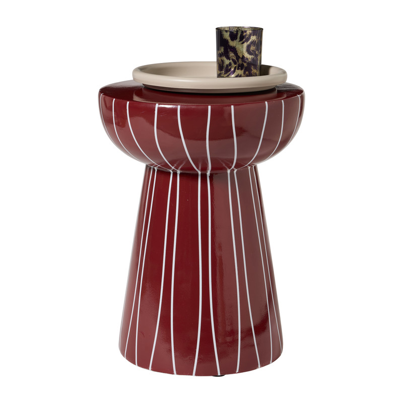 Bijzettafel streep - rood - ø34x45 cm