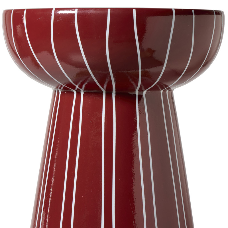 Bijzettafel streep - rood - ø34x45 cm