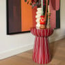 Bijzettafel streep - rood - ø34x45 cm