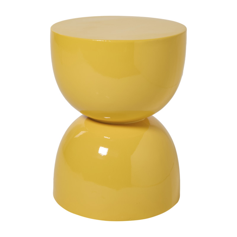 Bijzettafel trommel glos - geel - ø34x45 cm