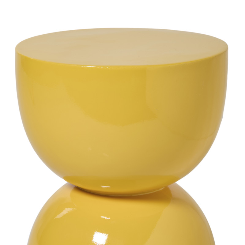 Bijzettafel trommel glos - geel - ø34x45 cm