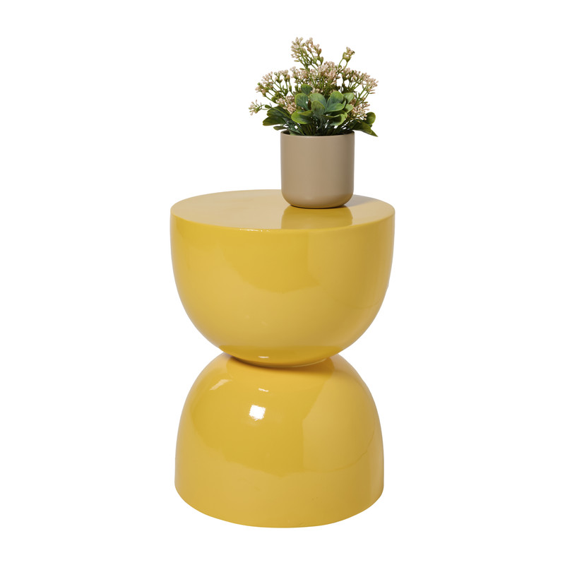 Bijzettafel trommel glos - geel - ø34x45 cm