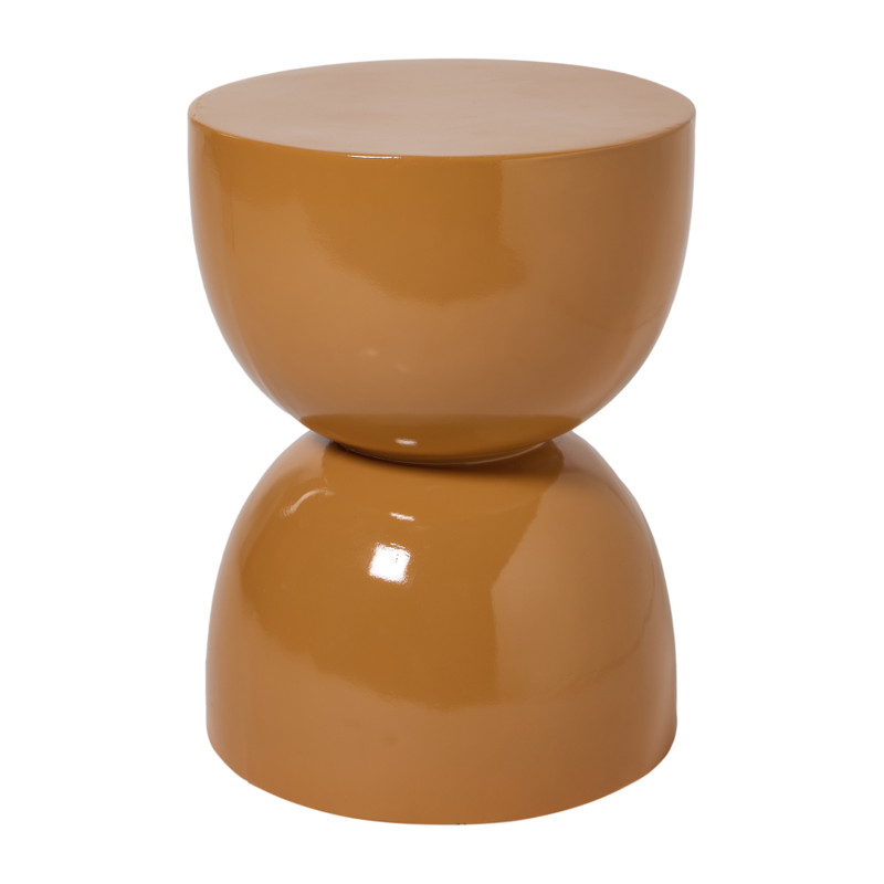 Bijzettafel trommel glos - bruin - ø34x45 cm