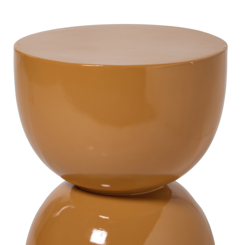 Bijzettafel trommel glos - bruin - ø34x45 cm