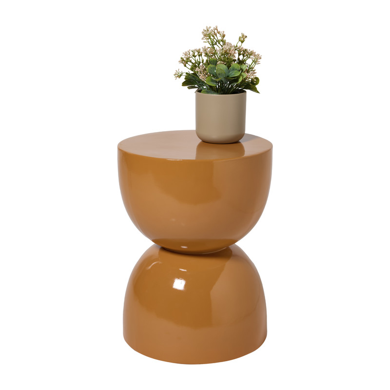 Bijzettafel trommel glos - bruin - ø34x45 cm