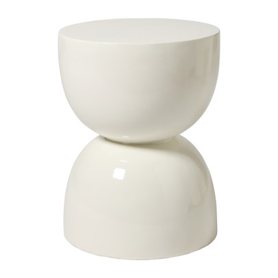Bijzettafel trommel glos - wit - ø34x45 cm
