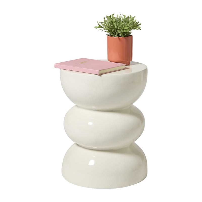 Bijzettafel bubble glos - wit - ø34x40 cm