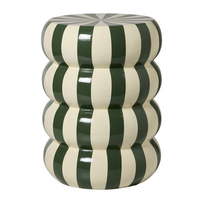 Bijzettafel bubbles stripes - beige/groen - ø35x45 cm