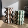 Bijzettafel waves stripes - beige/bruin - ø35x55 cm