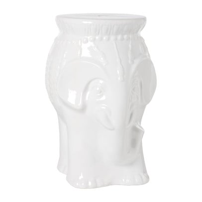 Bijzettafel porselein olifant - wit - 46x34x31 cm