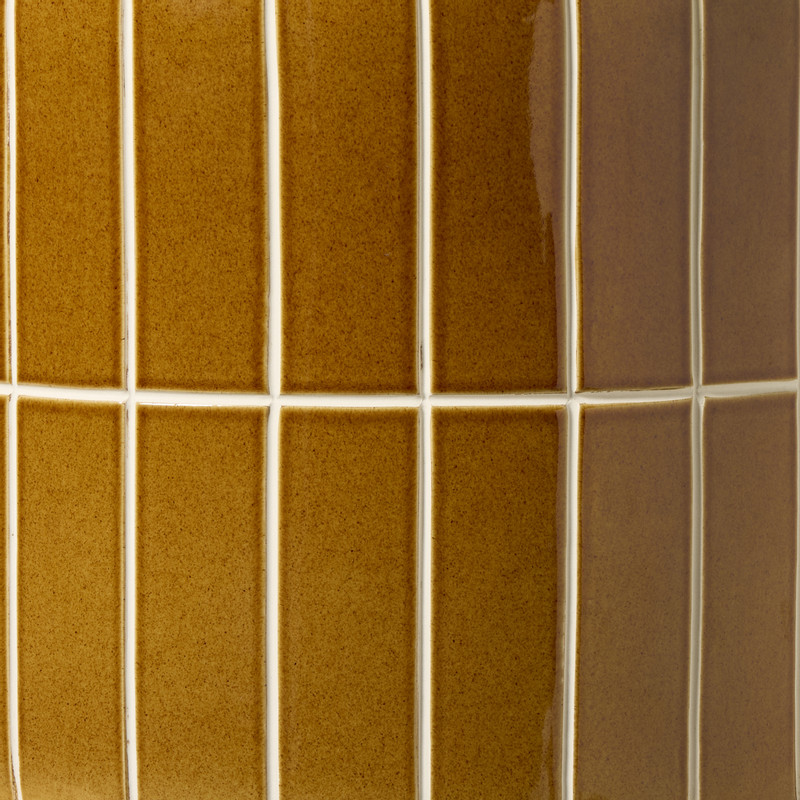 Bijzettafel keramiek streep - caramel - ø42x34 cm