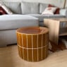 Bijzettafel keramiek streep - caramel - ø42x34 cm