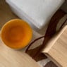 Bijzettafel keramiek streep - caramel - ø42x34 cm
