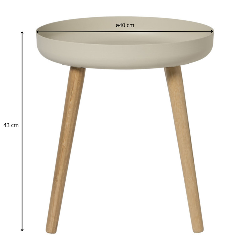 Bijzettafel Nordic - wit/naturel - ø40x43 cm