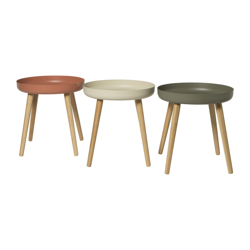 Bijzettafel Nordic - peach/naturel - ø40x43 cm
