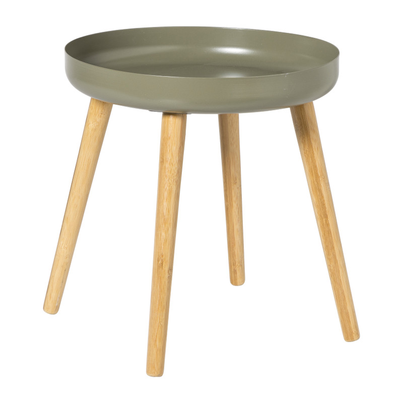 Bijzettafel Nordic - groen/naturel - ø40x43 cm