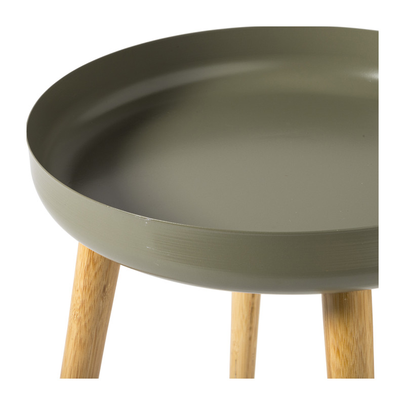 Bijzettafel Nordic - groen/naturel - ø40x43 cm