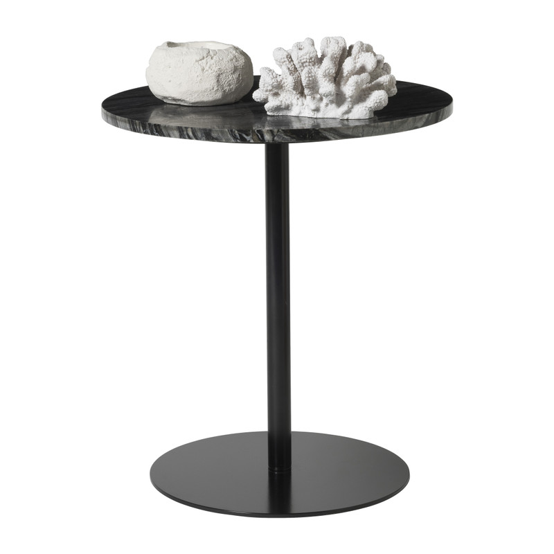 Bijzettafel Kanton marmer - zwart - ø40x45 cm