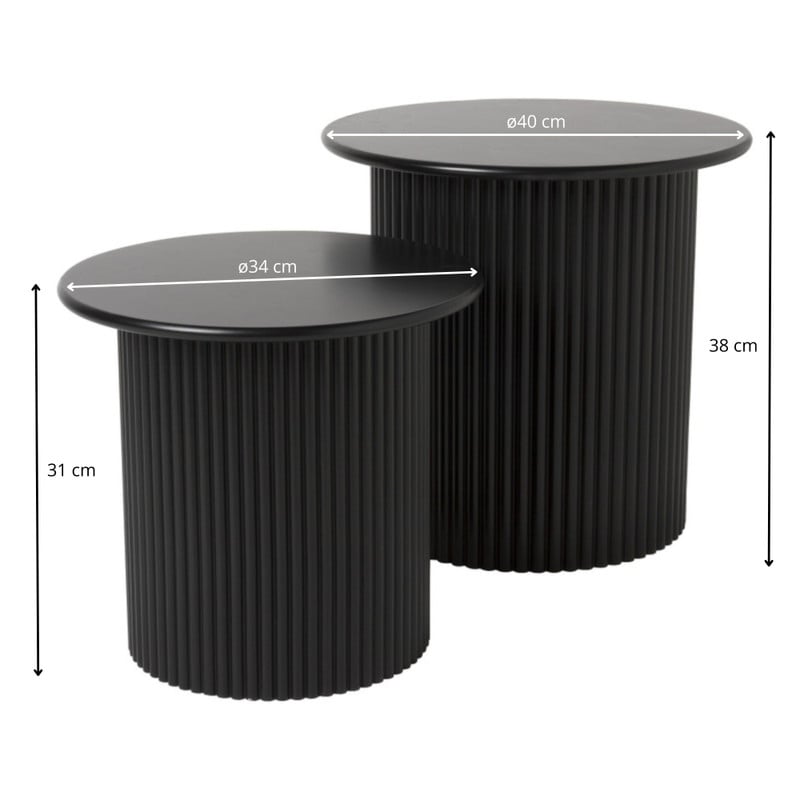 Bijzettafels Oslo - zwart - set van 2 