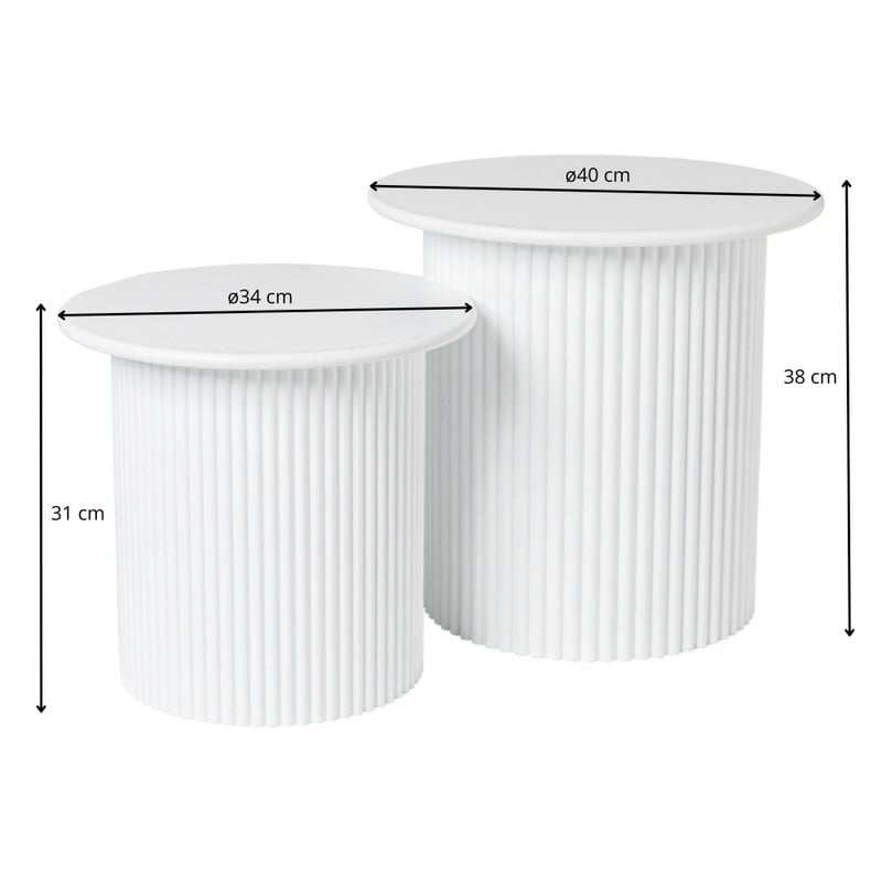 Bijzettafels Oslo - wit - set van 2 