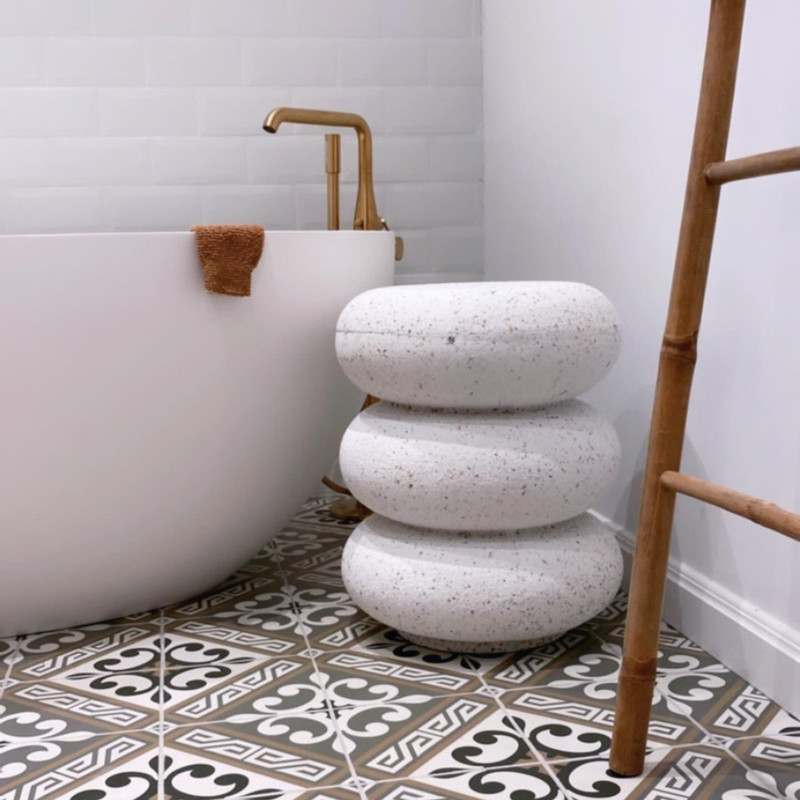 Bijzettafel bubbles - wit - ø40x50 cm