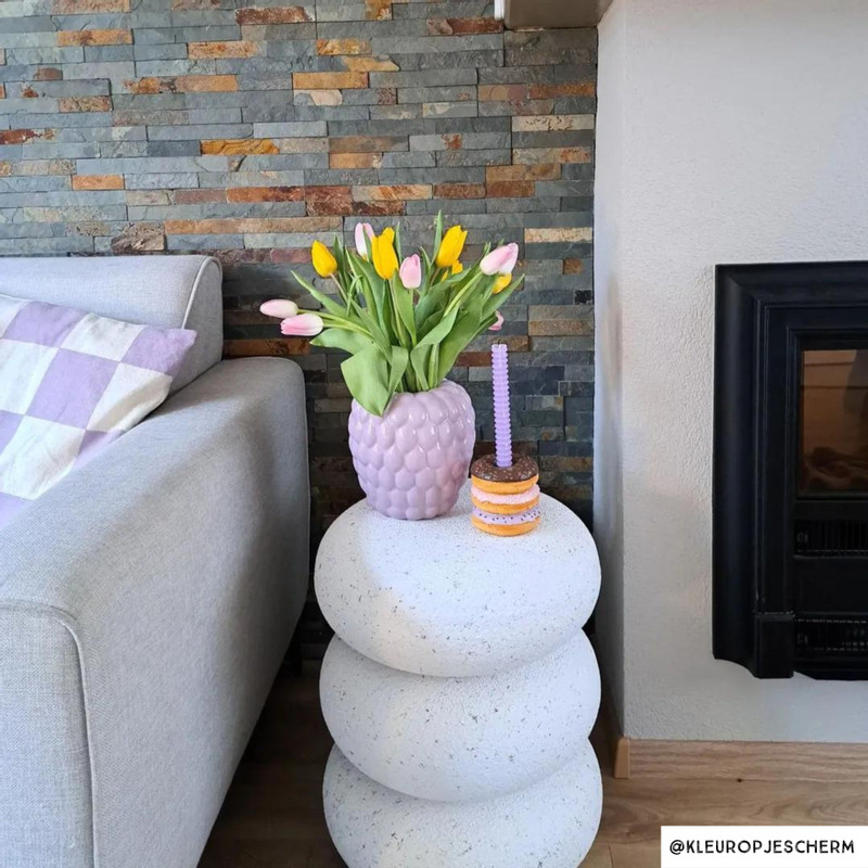 Bijzettafel bubbles - wit - ø40x50 cm