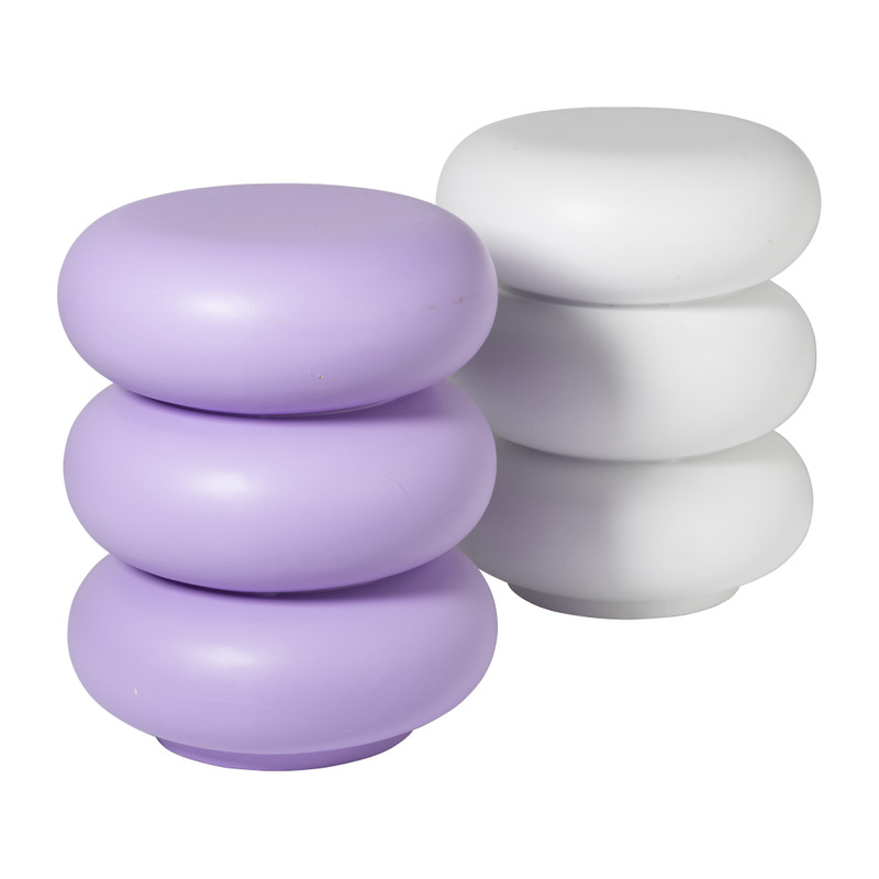 Bijzettafel pop-art bubbles - wit - ø40x50 cm