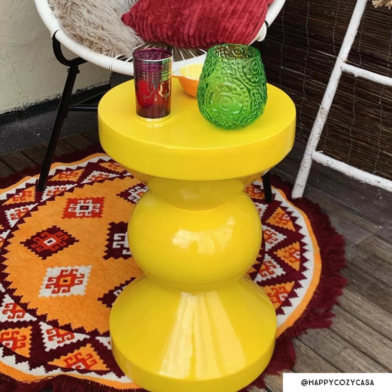 Bijzettafel diabolo - geel - ø33x50 cm