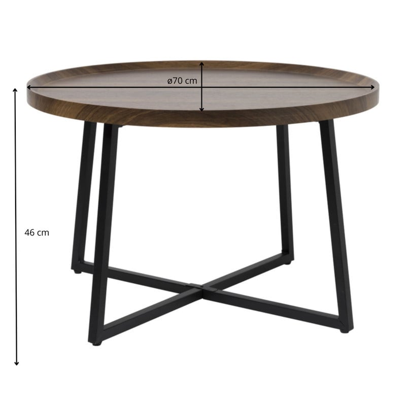 Bijzettafel Max - MDF/metaal - ø70x46 cm