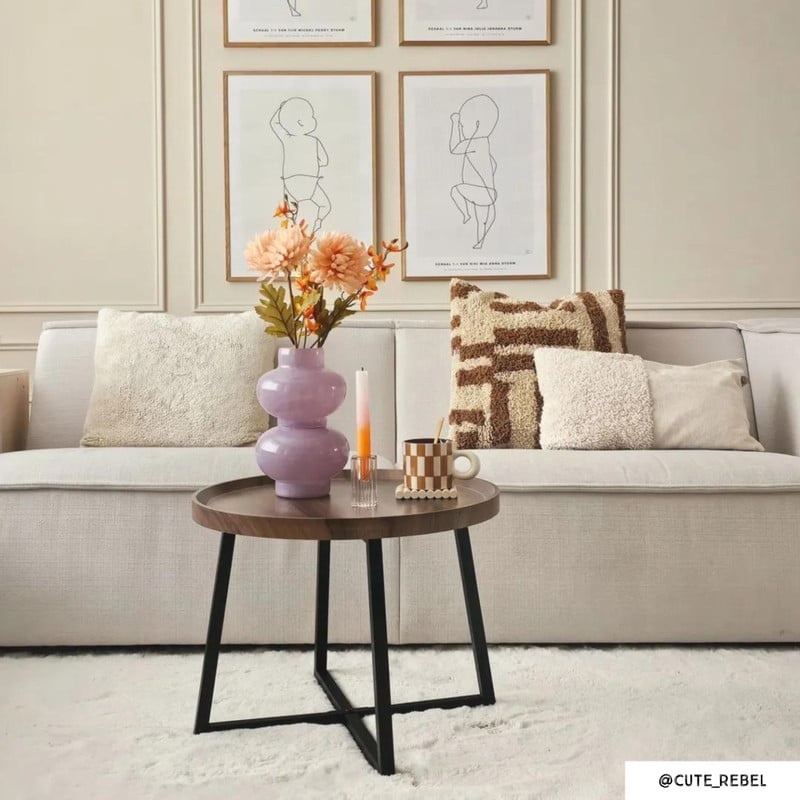 Bijzettafel Max - MDF/metaal - ø70x46 cm