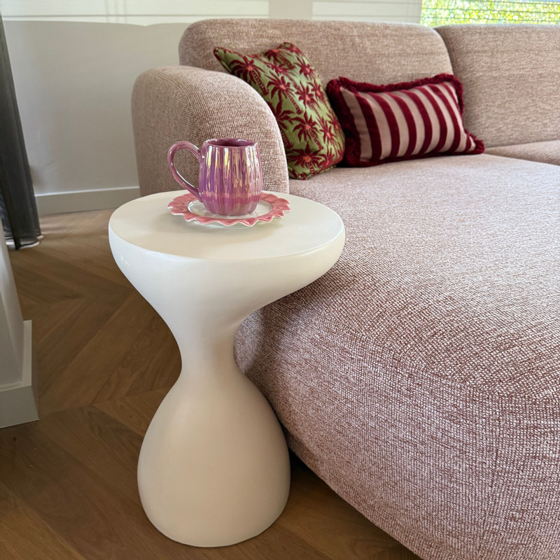 Bijzettafel organic - beige - ø34x50 cm