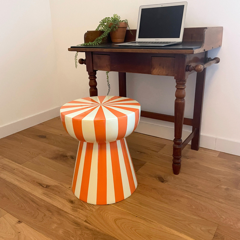 Bijzettafel stripes - beige/oranje - ø40x45 cm