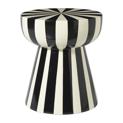 Bijzettafel stripes - beige/zwart - ø40x45 cm