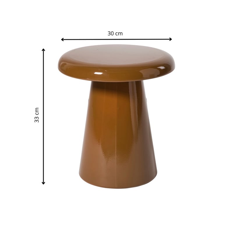 Bijzettafel metaal klein - bruin - ø30x33 cm