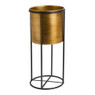 Plantenbak op voet - metaal goud - ⌀16x35 cm