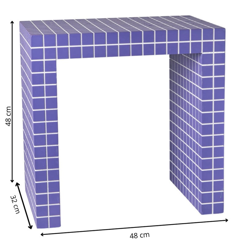 Bijzettafel checks - paars - 48x48x32 cm