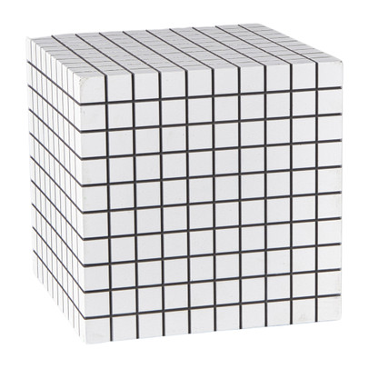 Bijzettafel kubus checks - wit - 30x30x30 cm