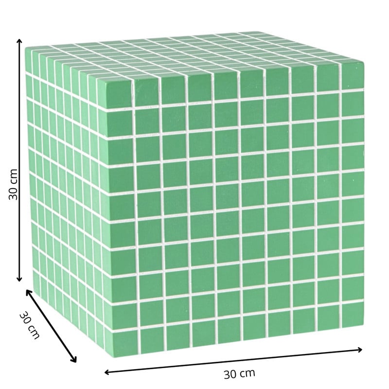 Bijzettafel kubus checks - groen - 30x30x30 cm