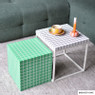 Bijzettafel kubus checks - groen - 30x30x30 cm