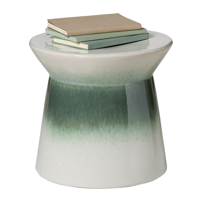 Bijzettafel keramisch - groen - ø36x34 cm