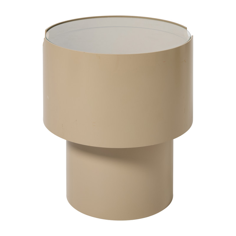 Bijzettafel glas hoog - beige - ø35x38 cm