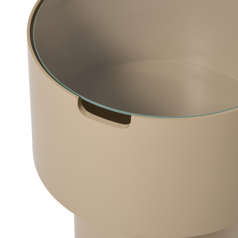 Bijzettafel glas hoog - beige - ø35x38 cm