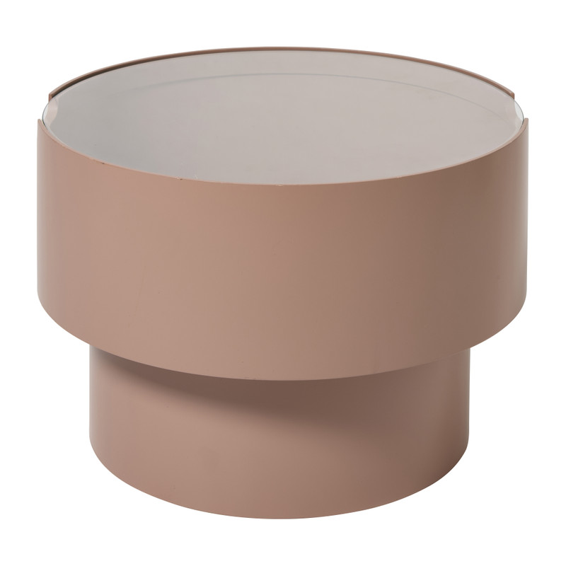 Bijzettafel glas laag - lichtroze - ø45x30 cm