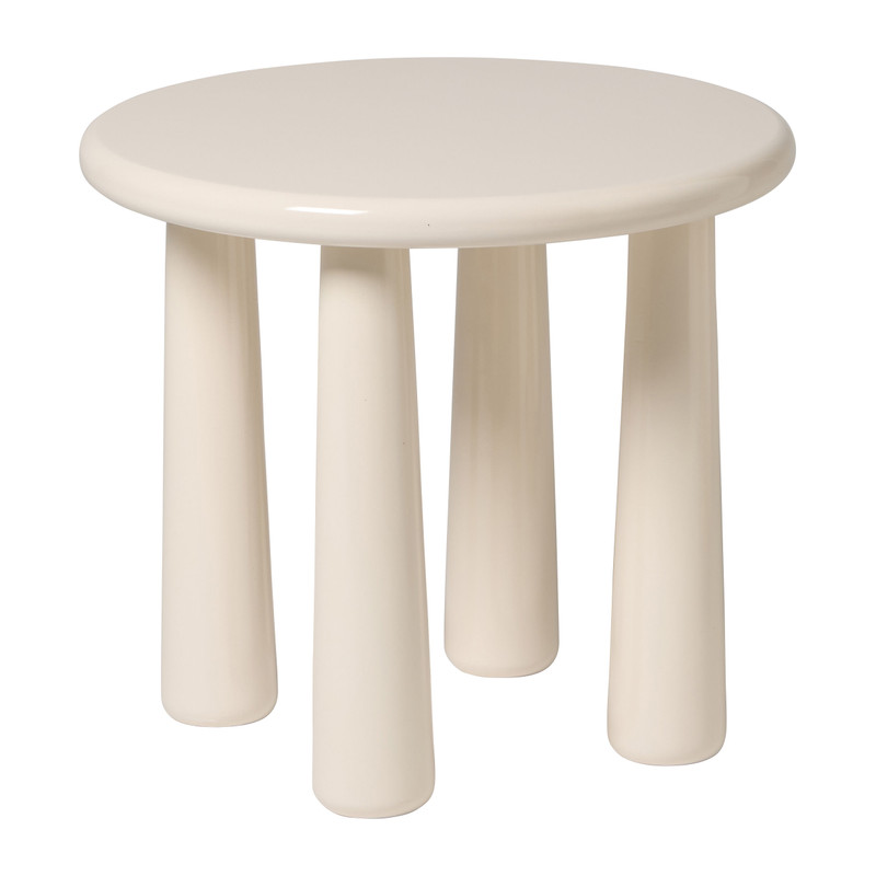 Bijzettafel glans 4poten - beige - ø45x40 cm
