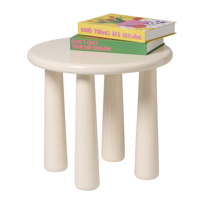 Bijzettafel glans 4poten - beige - ø45x40 cm