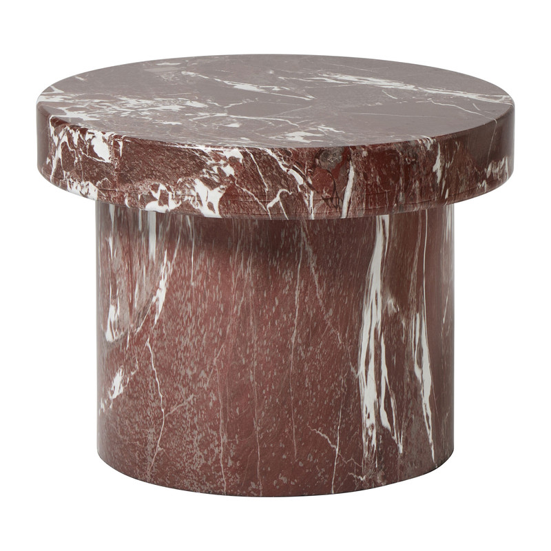 Bijzettafel marmerlook - rood - 41 cm